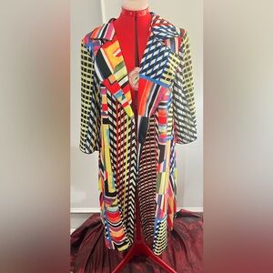 Dor Dor Couture Colorful Geometric Women's Coat Jacket Kimono size medium